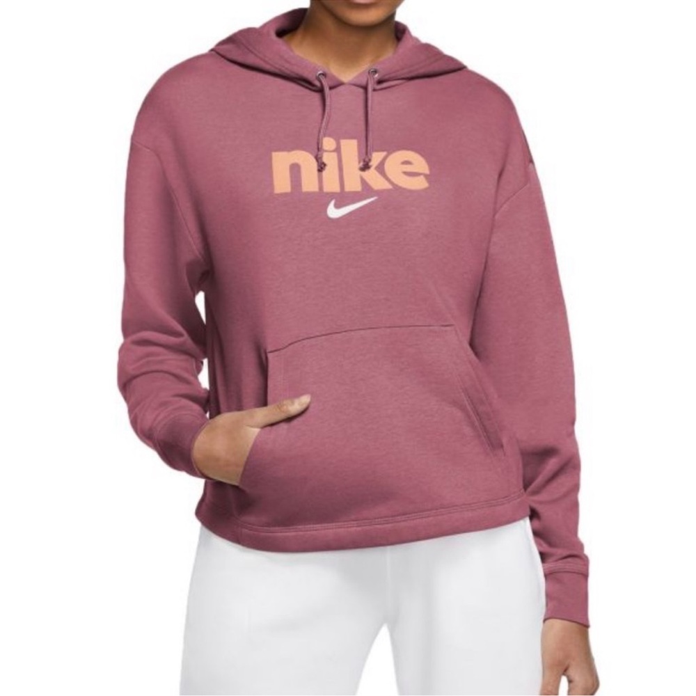 Nike Women's Mauve Club Fleece Pullover Hoodie with Peach Logo